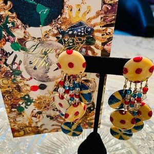 Lunch at the Ritz Spots & Stripes Vintage pierced earrings